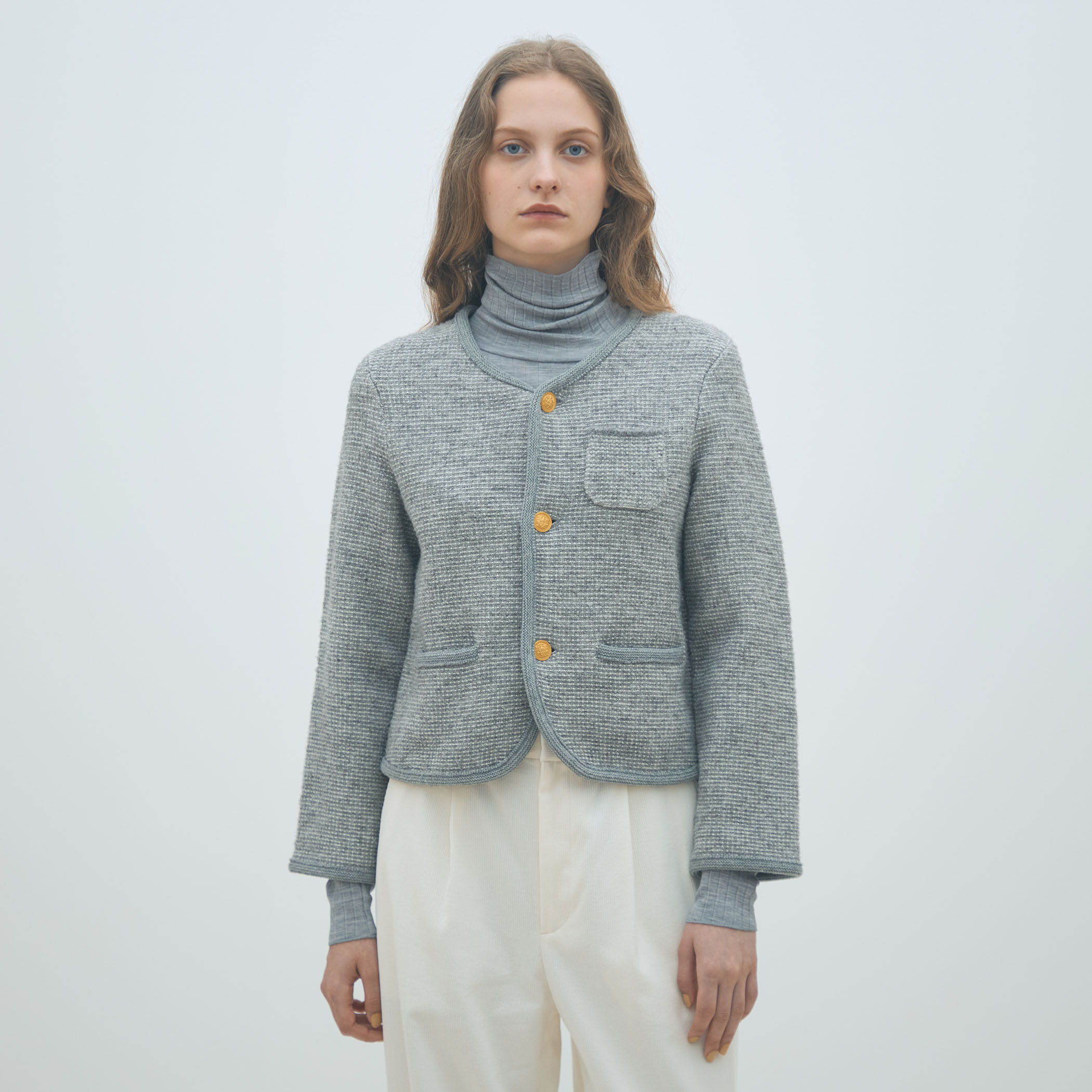 CLANE ツイード長袖カーディガン グレー系 CLANE ツイード長袖カーディガン グレー系 CLANE ツイード長袖