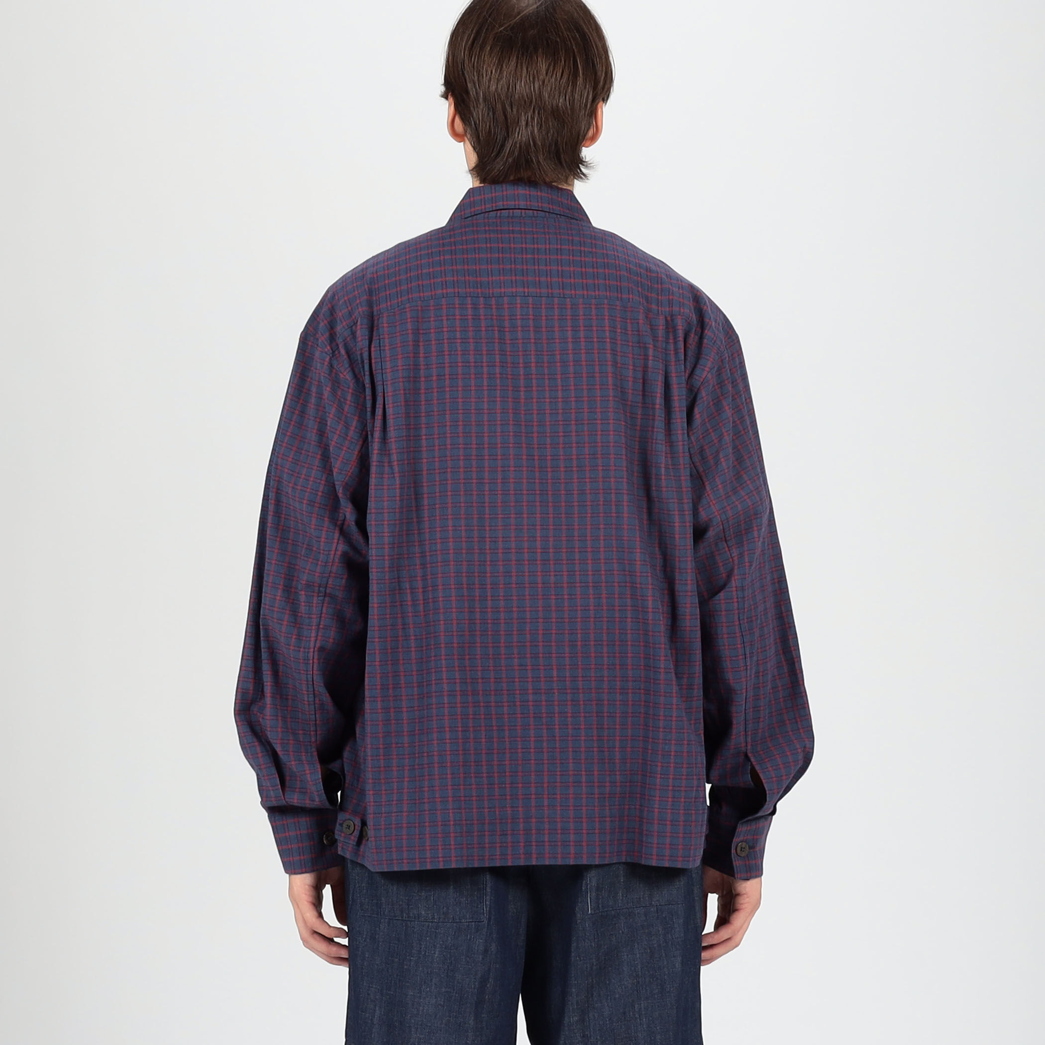 TENDERLOIN((株)ｹｰｾﾌﾞﾝ) / 18AW/ブランケットシャツ/長袖シャツ/XS/ウール/NVY/ボーダー/首回り変色有 JAN MACHENHAUER Frank Shirt コットン3ポケット シャツブルゾン