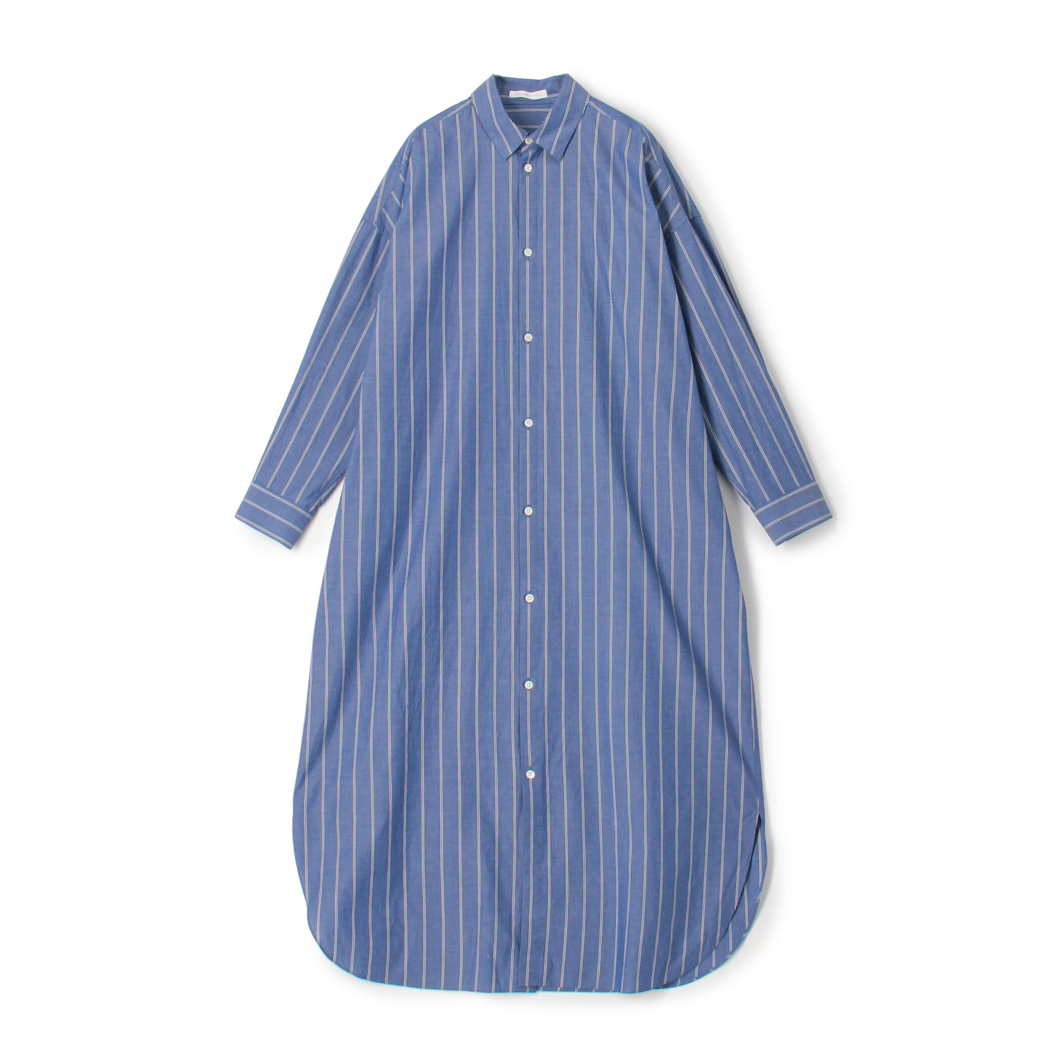 WEB先行予約】ストライプブロード ロングシャツワンピース