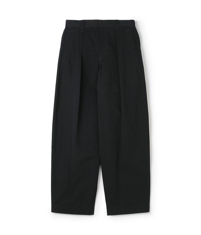 コットンリネンスラブ 1プリーツカーブパンツ