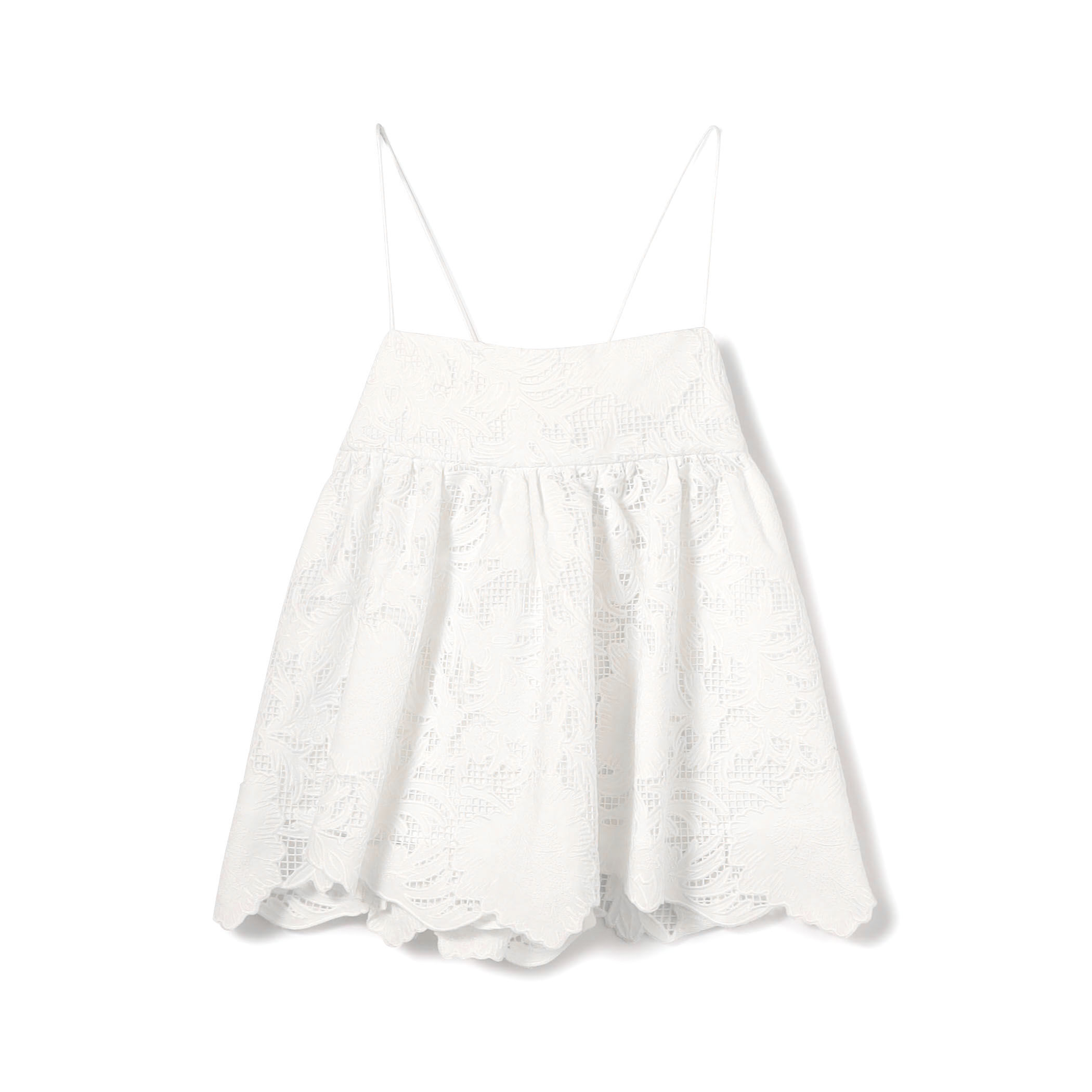 コットンエンブロイダリー ペプラムキャミソール｜トゥモローランド