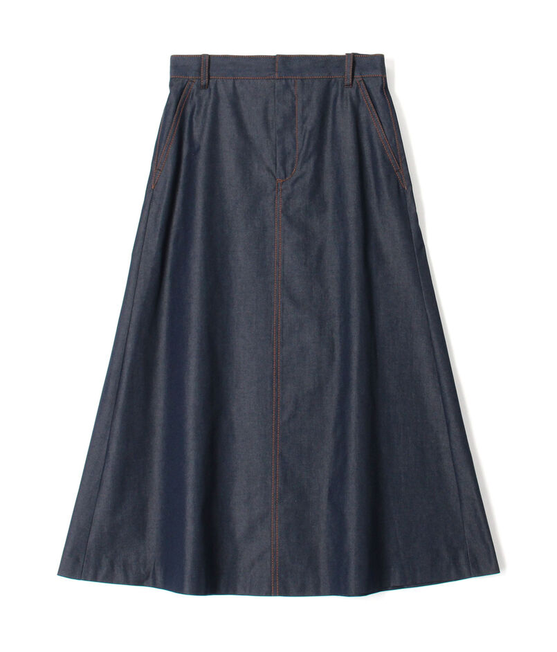 コットンシルクデニム トラペーズスカート