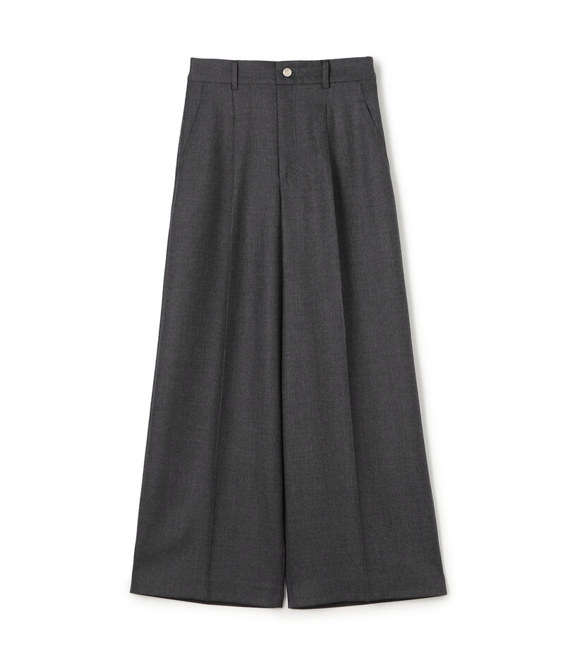 ウールナチュラルストレッチ タックストレートパンツ