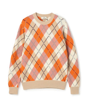 ラムウール インターシャアーガイル クルーネックプルオーバー