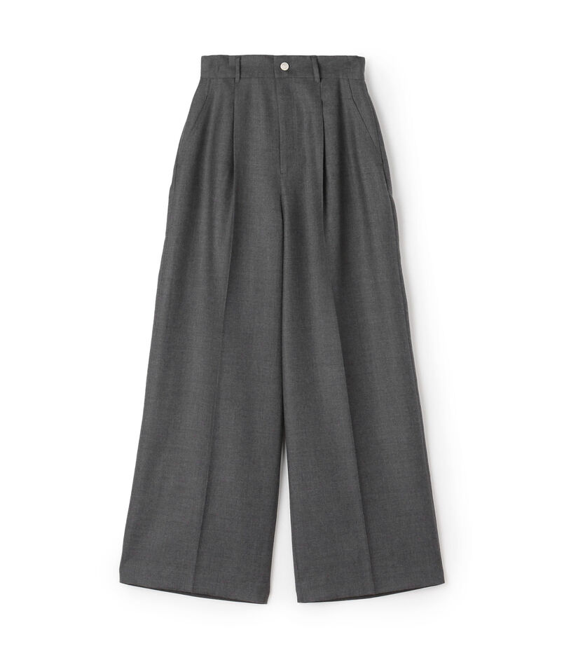 ■ウールナチュラルストレッチ タックワイドパンツ