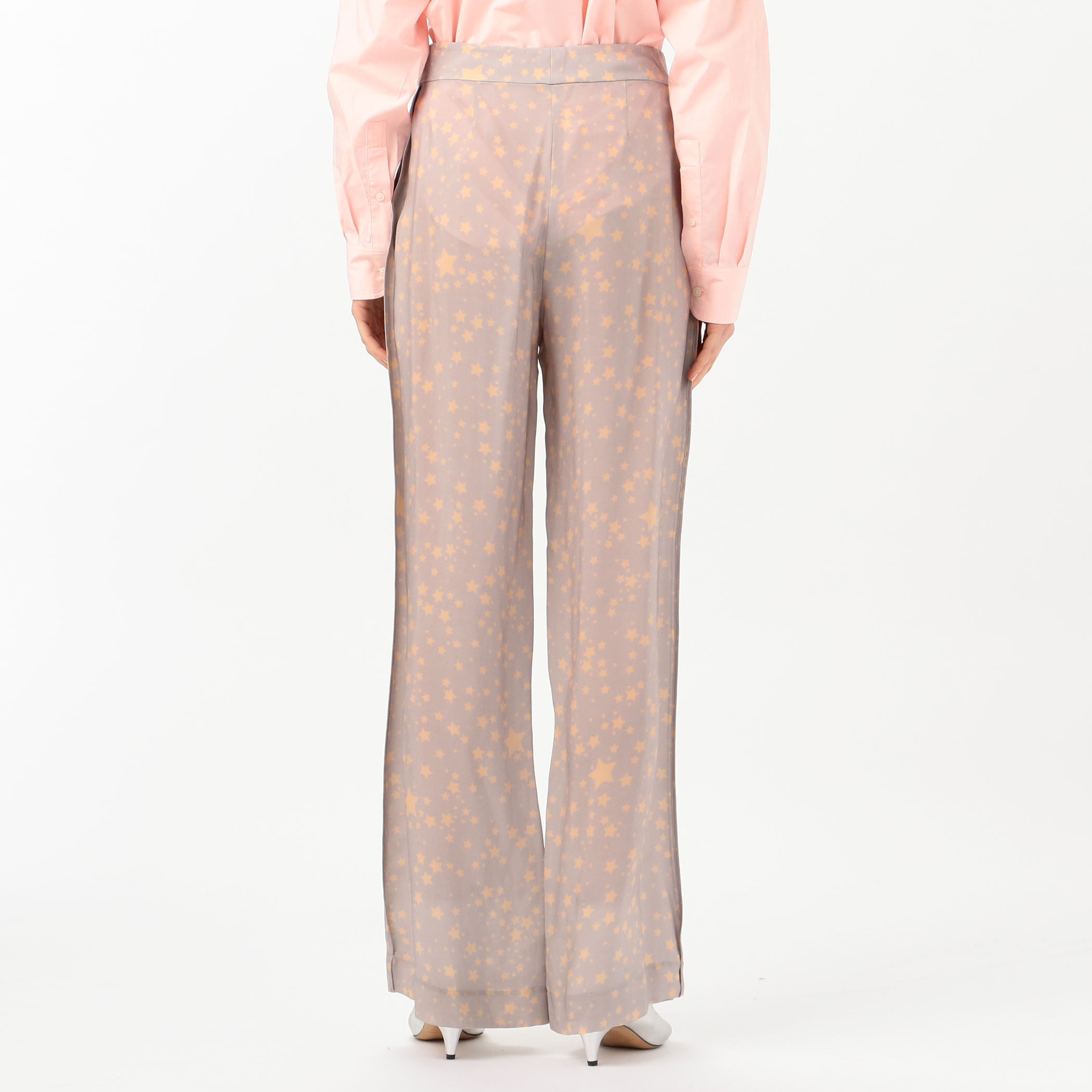 【Acne Studios】プリントハイライズクレープストレートパンツ Acne Studios キュプラ スタープリントストレートパンツ