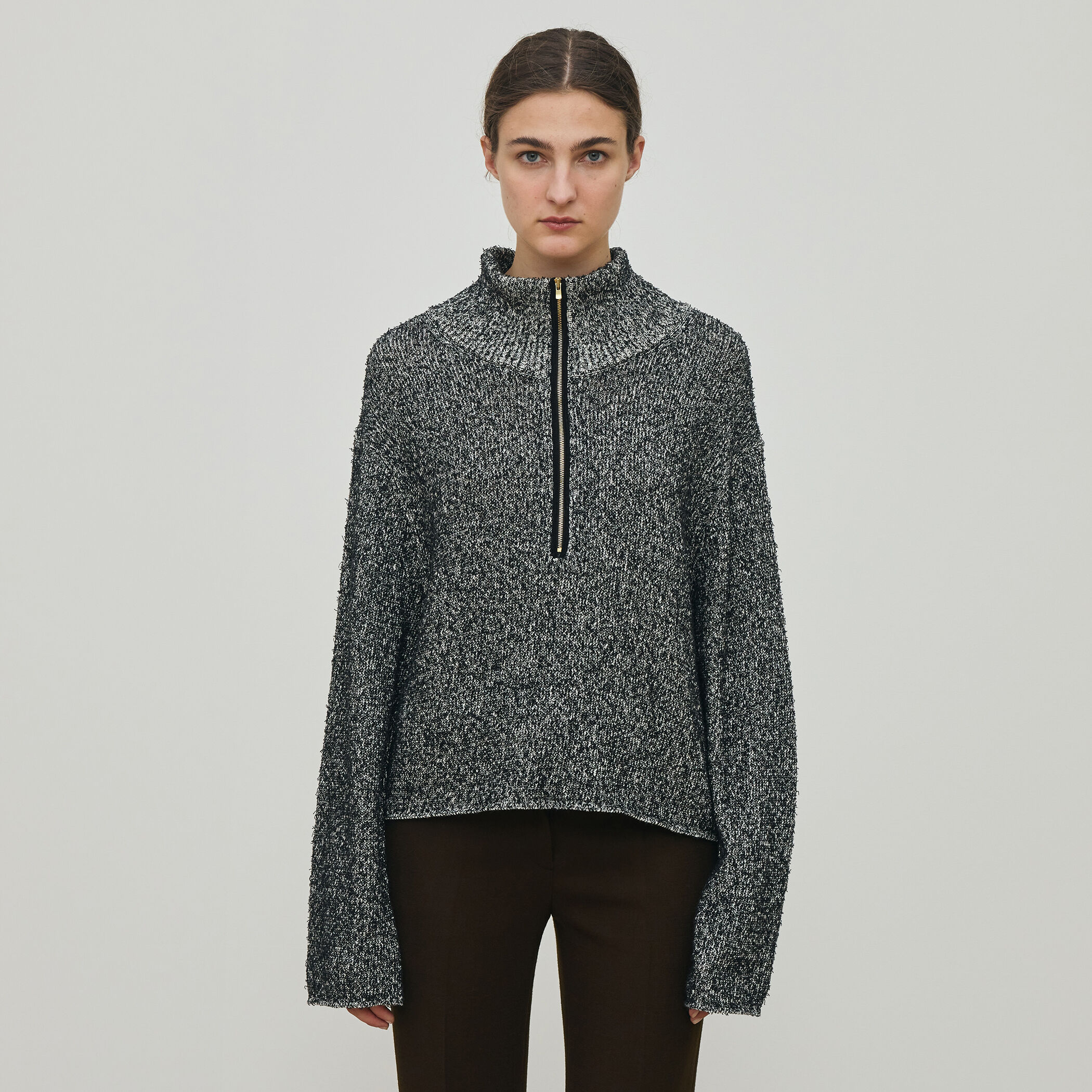 美品✨マークアンドロナ コンビネーションプルオーバー ダウン ハーフジップニット NEVERロゴハーフジップニットトップス 秋 冬[品番：SHNW0008416