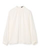 ウォッシャブルサテン スタンドギャザーカラーブラウス