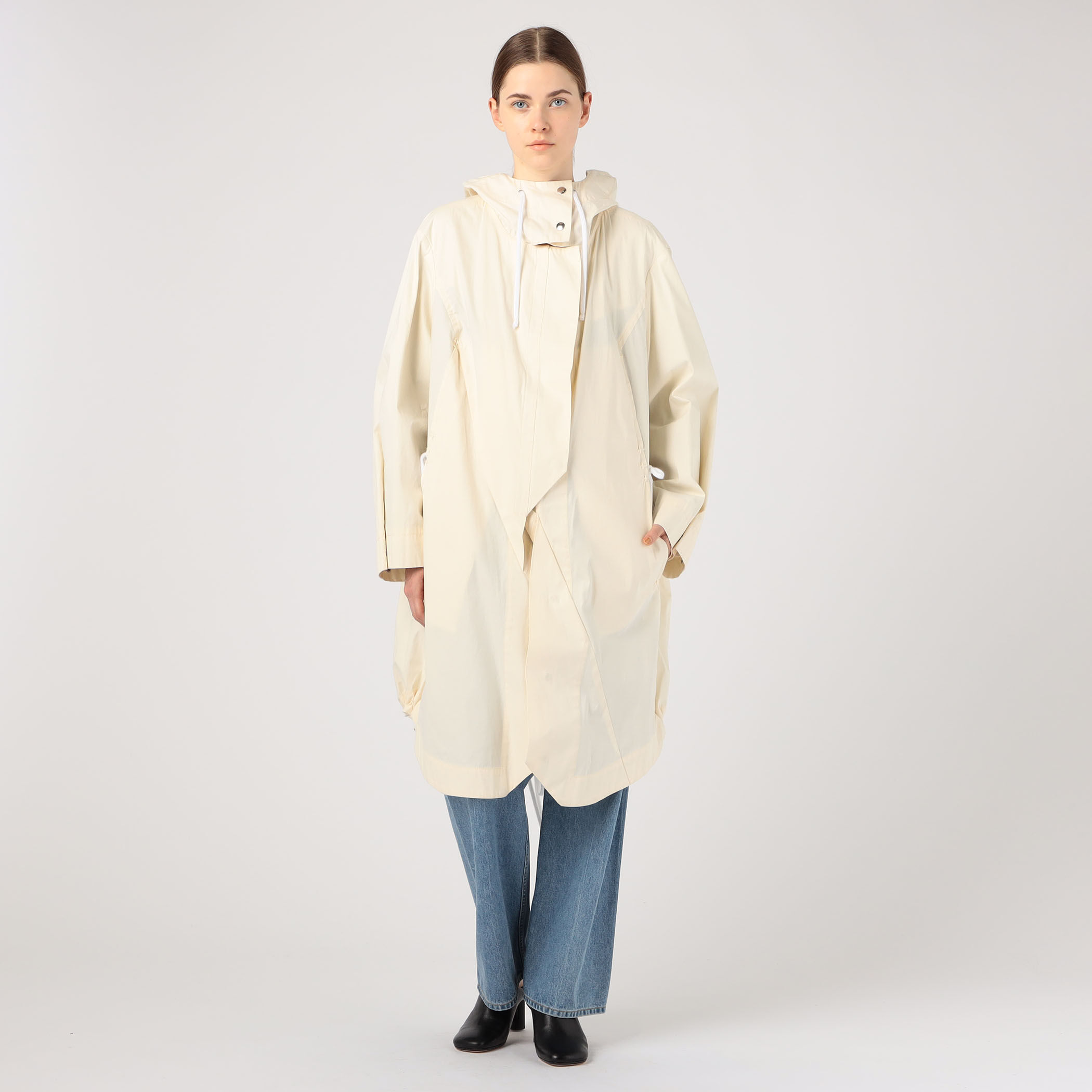 トゥモローランドフード付きコートベージ裏地ブルー MARINA YEE MY PARKA コットン フーデッドコート