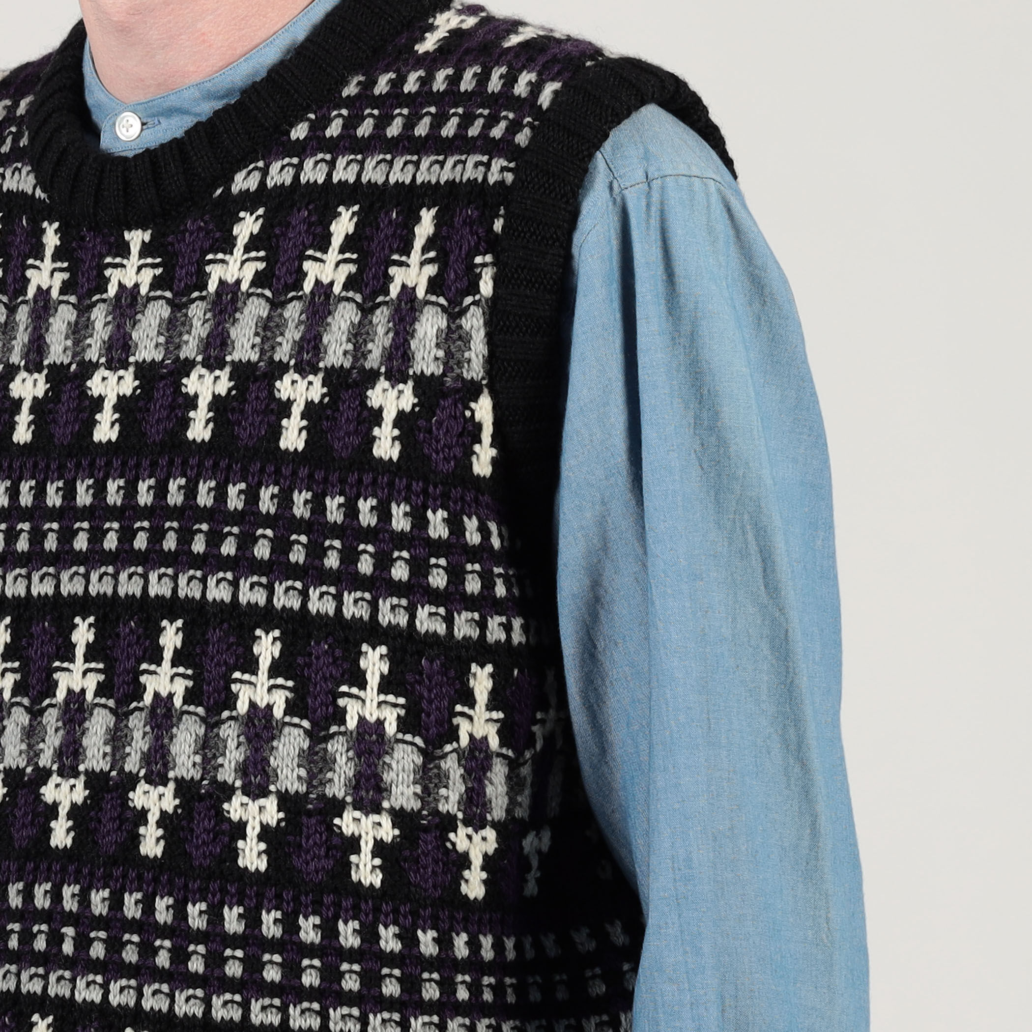 別注】Redeux メリノウールフェアアイル柄 クルーネックニットベスト