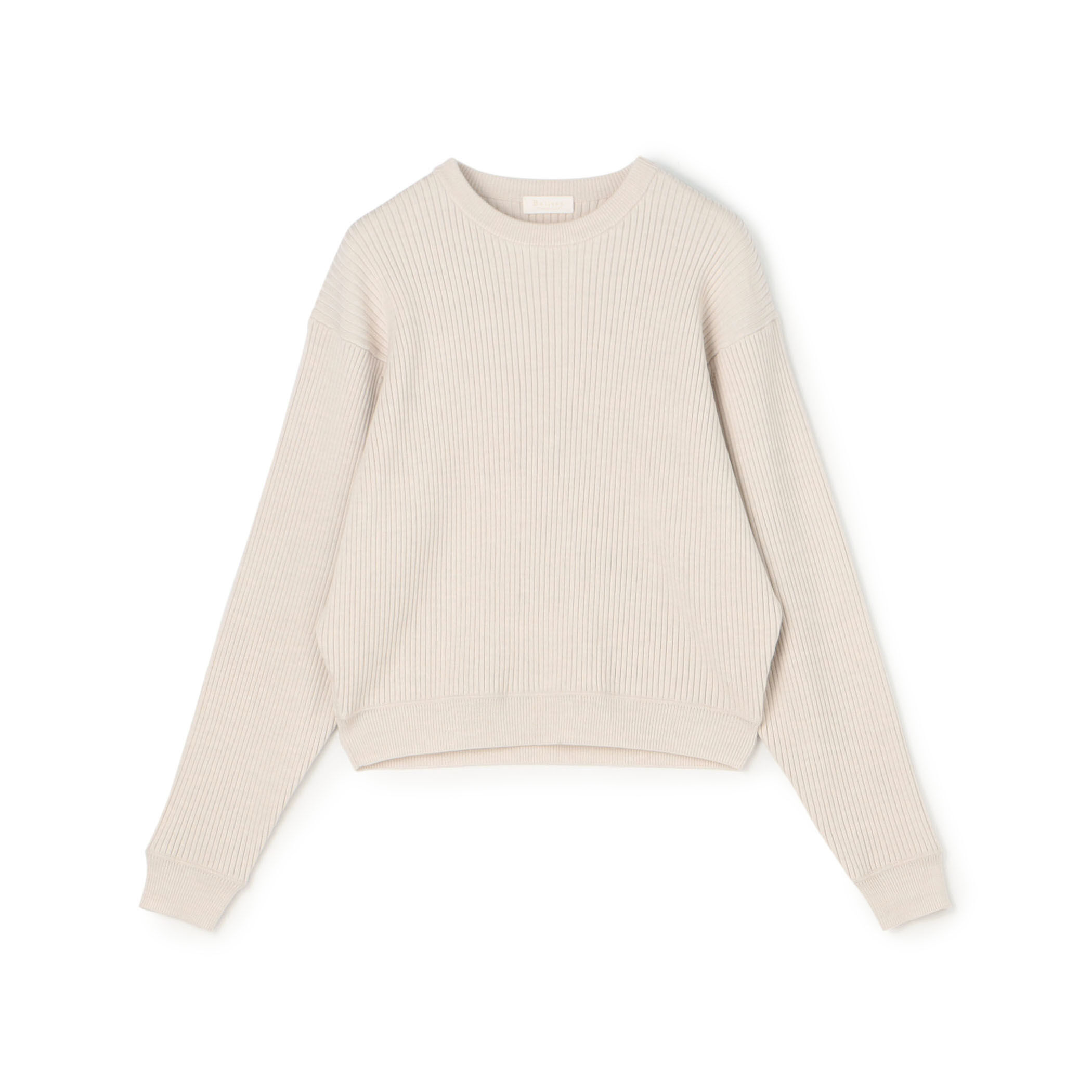 ウールポリエステルストレッチリブ クルーネックプルオーバー