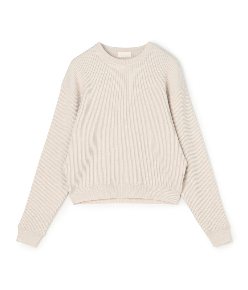 ウールポリエステルストレッチリブ クルーネックプルオーバー