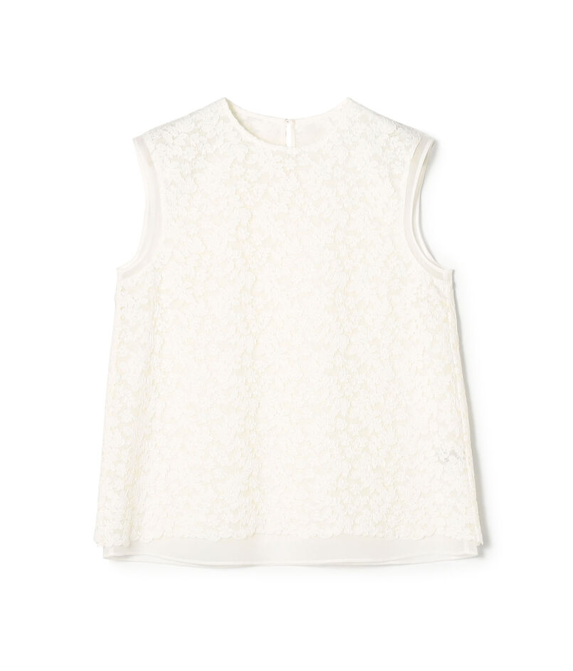 リーフフラワー レイヤードノースリーブブラウス