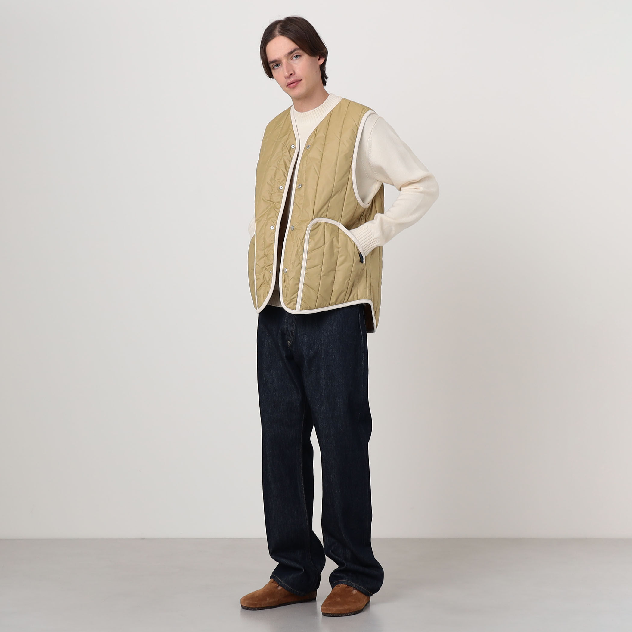 LAVENHAM STUDIO GILET ピグメントダイ バーティカルキルティング