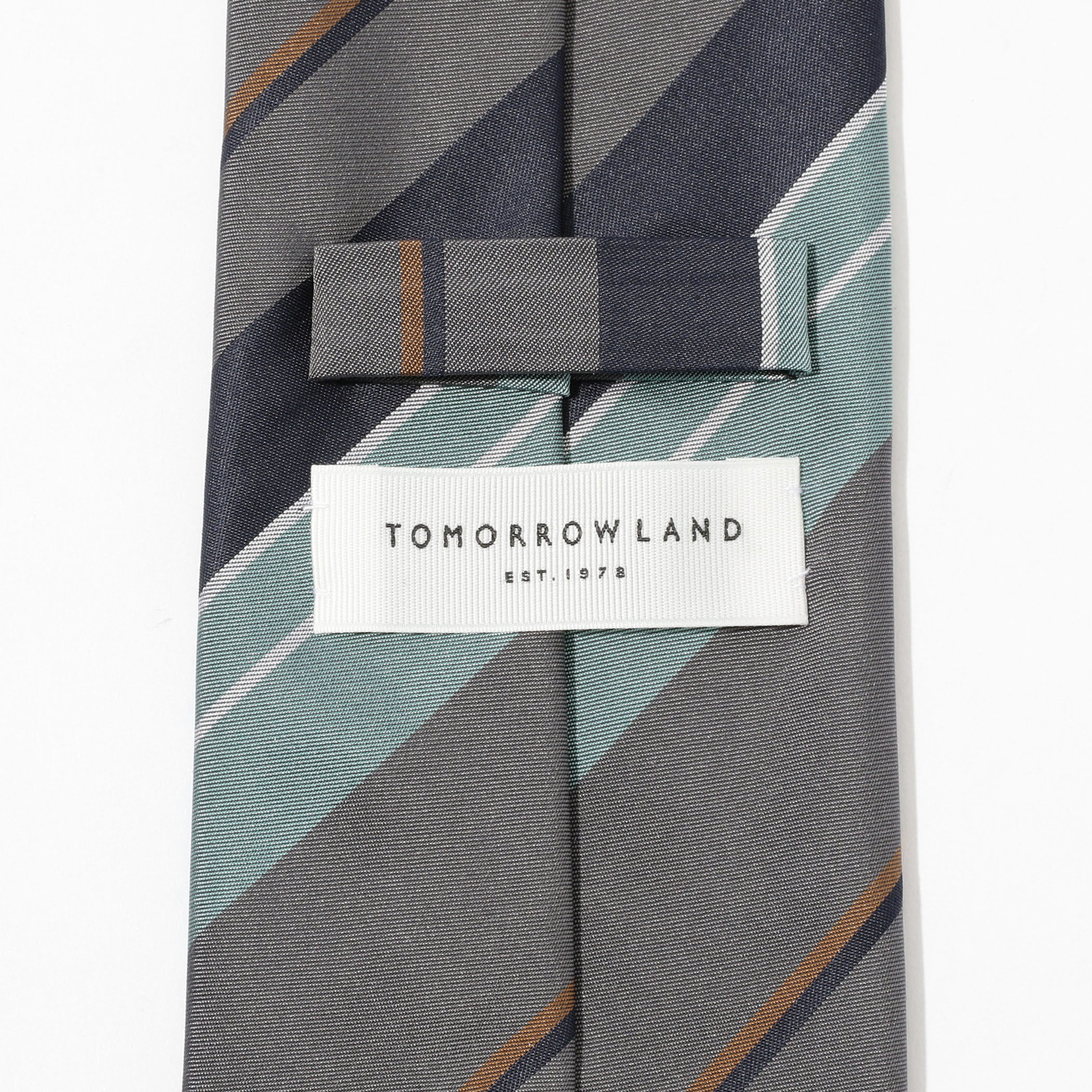新品未使用 TOMORROWLAND ネクタイ シルク レジメンタル グレー TOMORROWLAND シルク レジメンタルストライプネクタイ