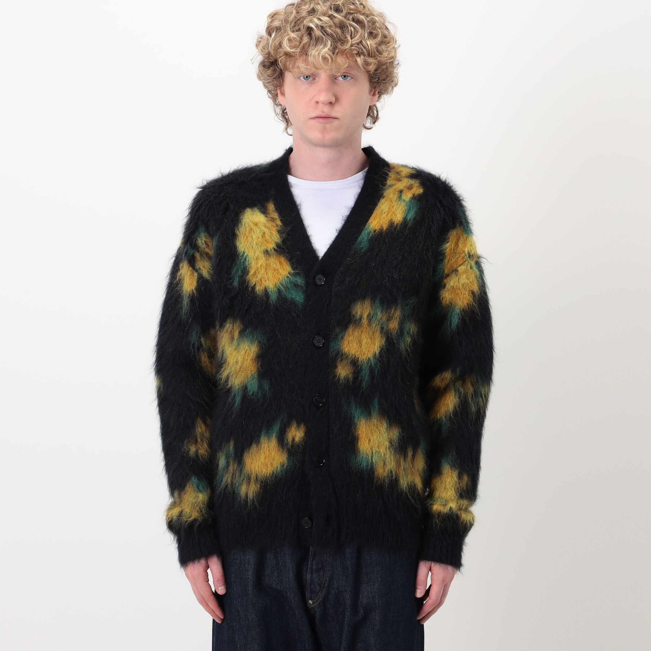 JIL SANDER MOHAIR SILK FLORAL DOUBLE FACE JACQUARD KNIT