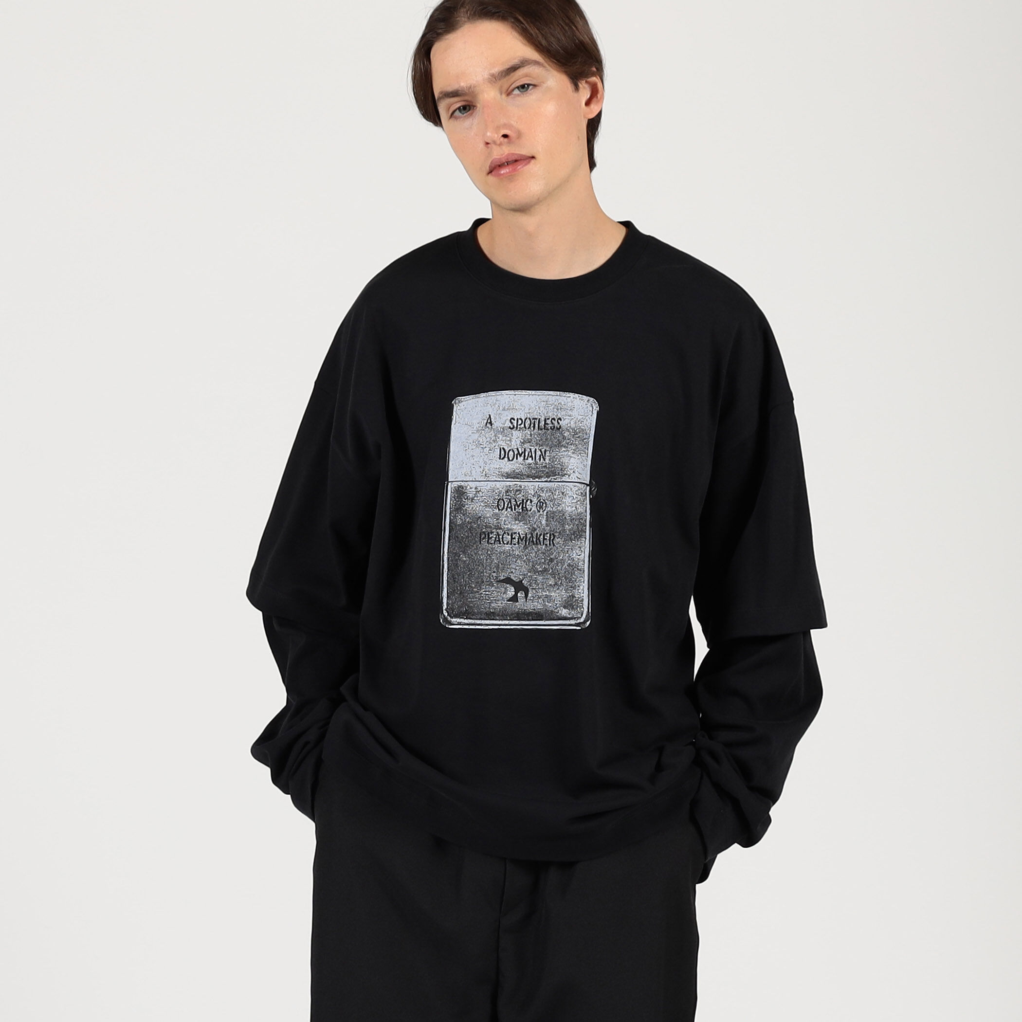 ★週末限定SALE★【タグ付き新品】オーラリー　ロンT ロンT メンズ 長袖Tシャツ オーバーサイズ ロゴ サガラ刺繍