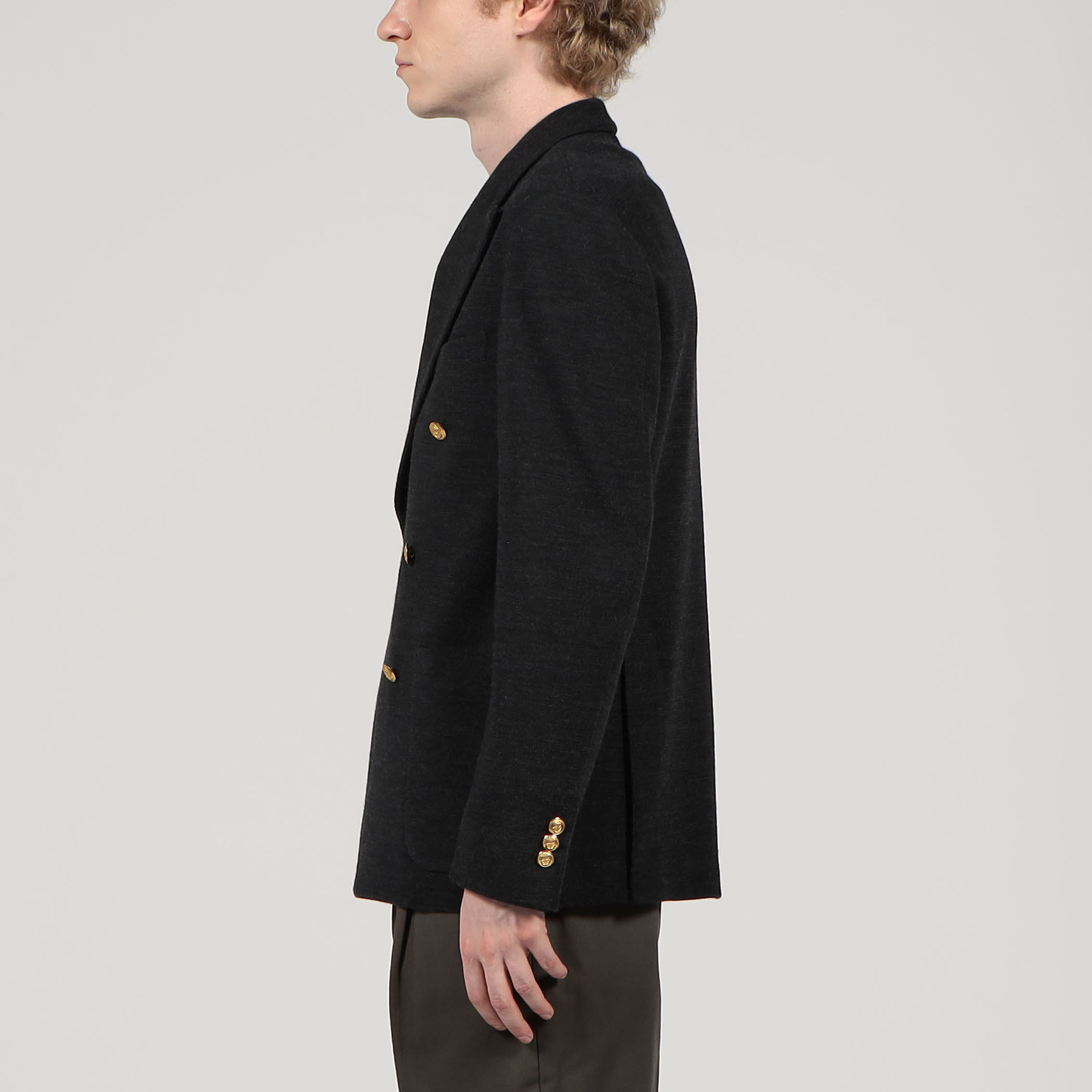 □ウールコットンダブルニット ダブルブレステッド6Bブレザー