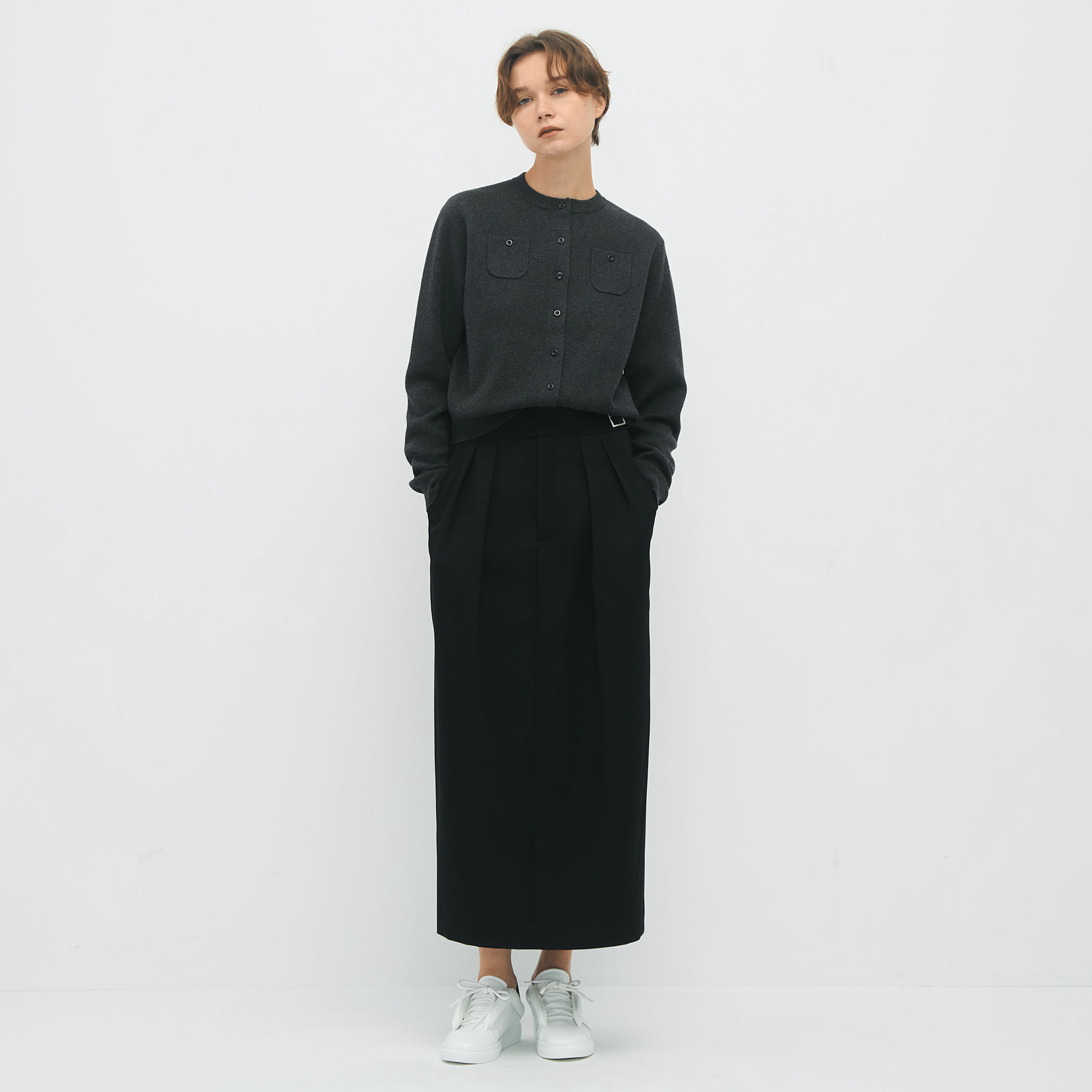 CABaN コットンカシミヤ クルーネックカーディガン