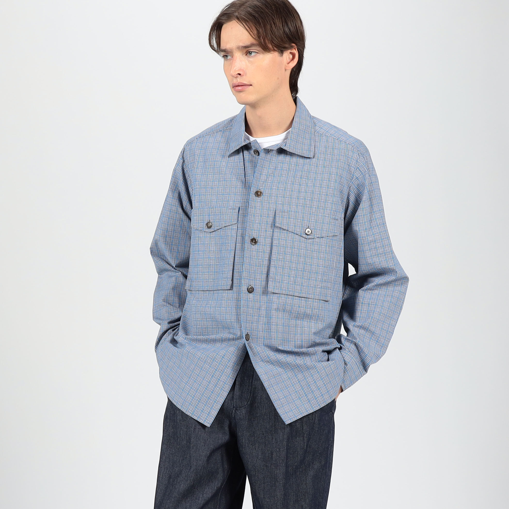 JAN MACHENHAUER Ziggy Shirt コットンダブルポケット チェックシャツ
