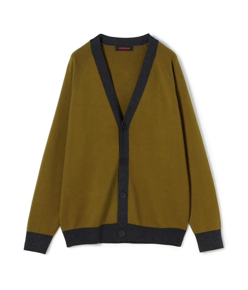 CABaN コットンカシミヤ バイカラーVネックカーディガン  
