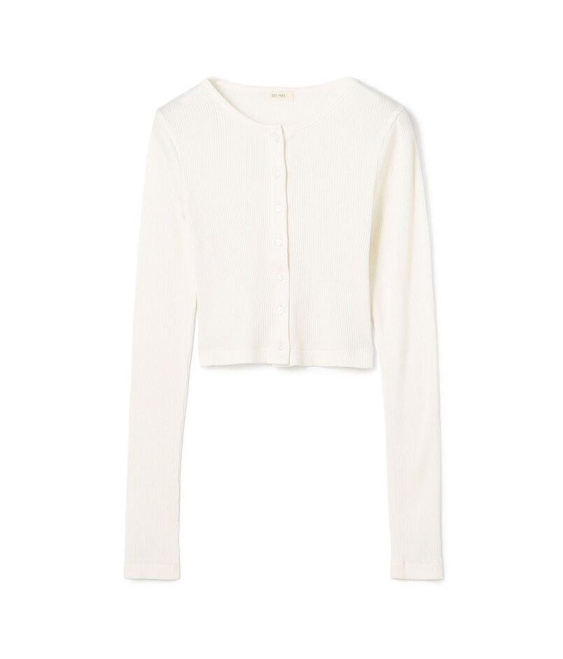 シルクコットンリブ クロップドカーディガン