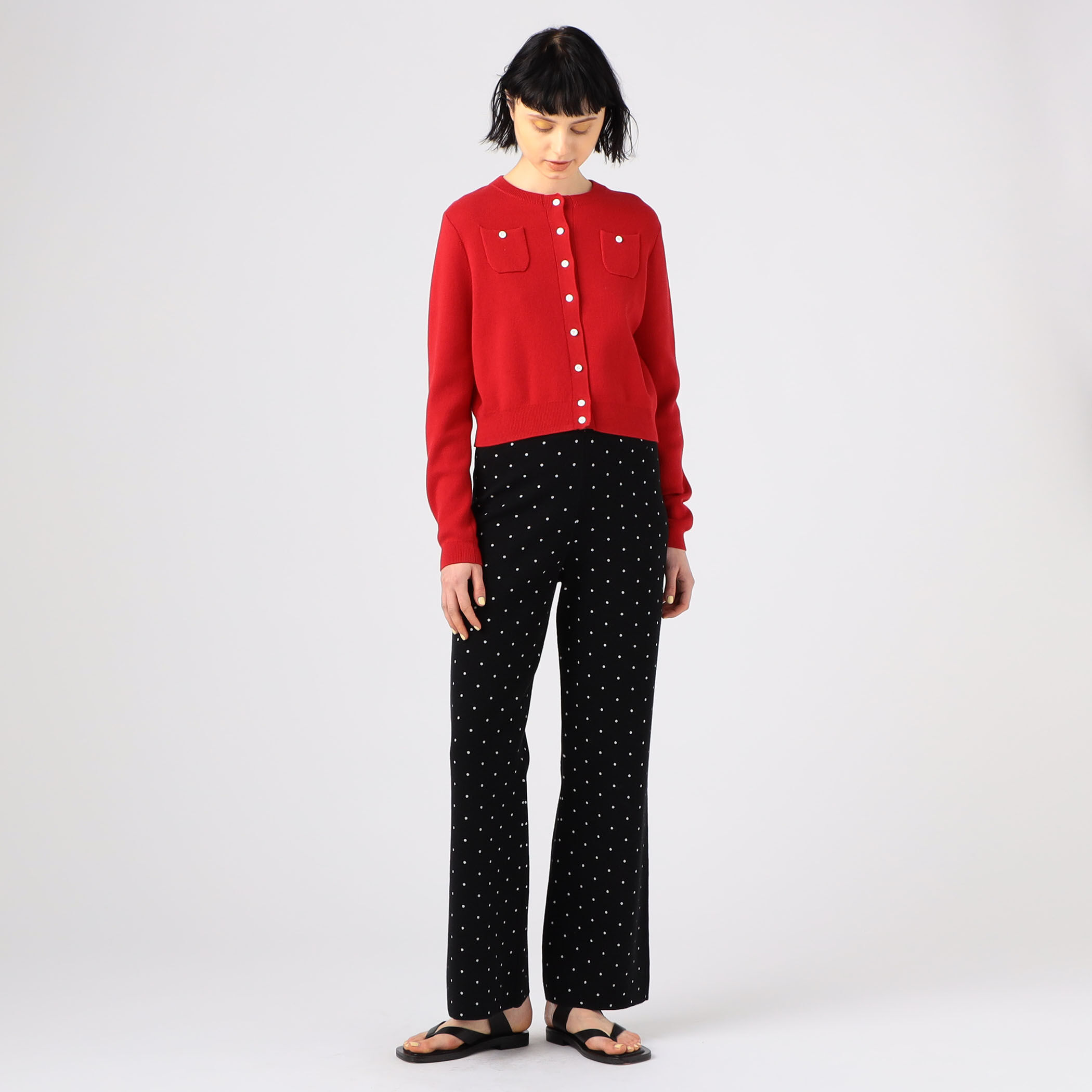 CABAN チェック✖️花柄 ニットパンツ コットンカシミヤ ドットジャカードパンツ｜トゥモローランド