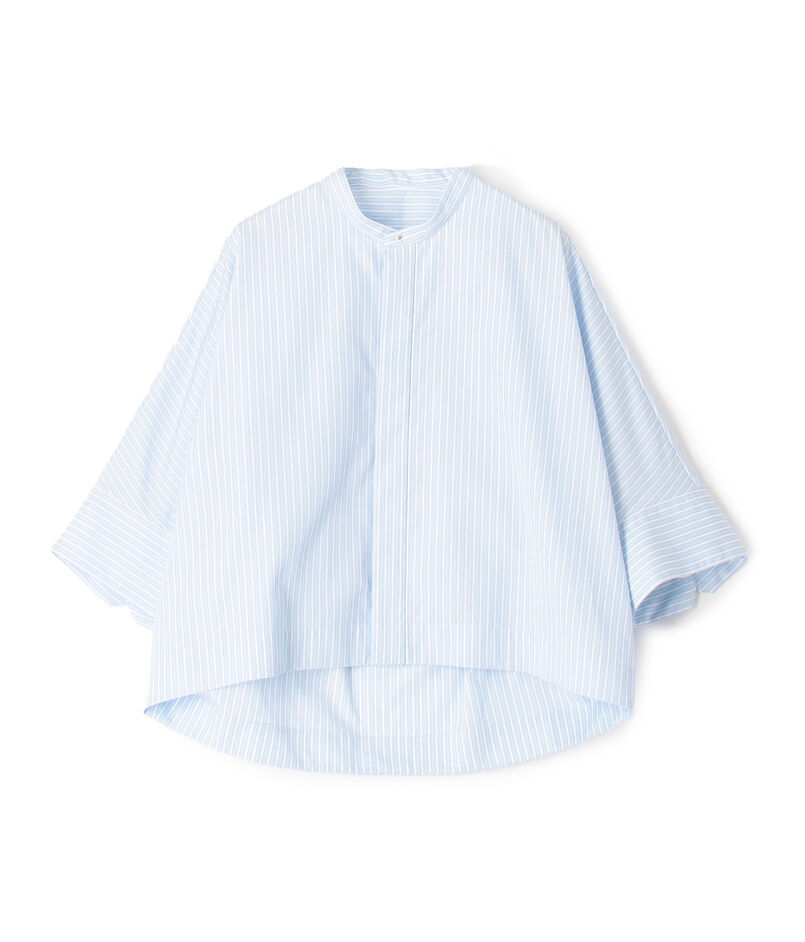 ■コットンブロード バンドカラークロップドシャツ