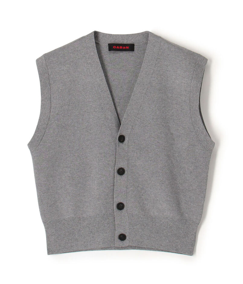 コットンカシミヤ Vネックドロップショルダーベスト