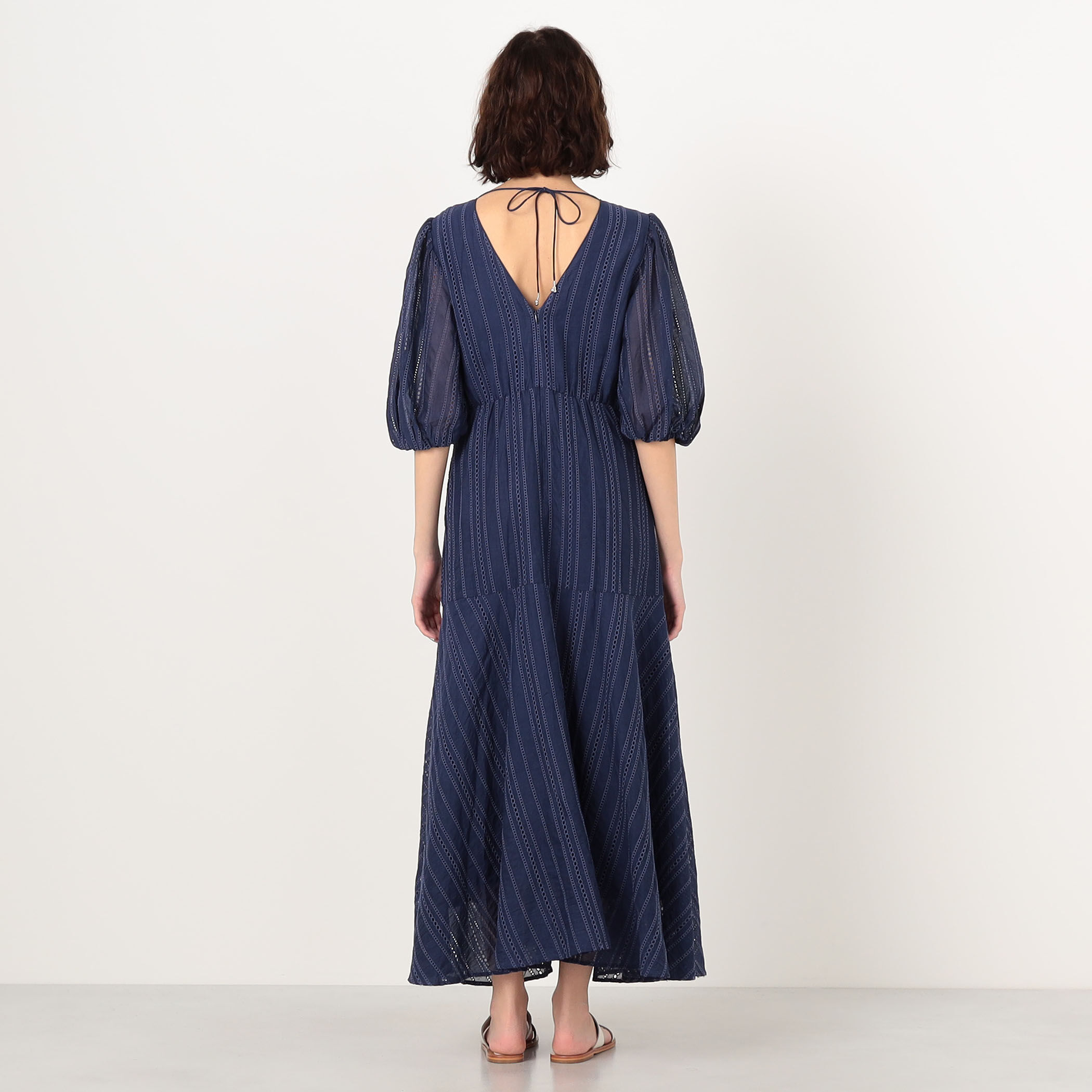 ne Quittez pas Cotton Organza Ladder Cifre Flare ドレス