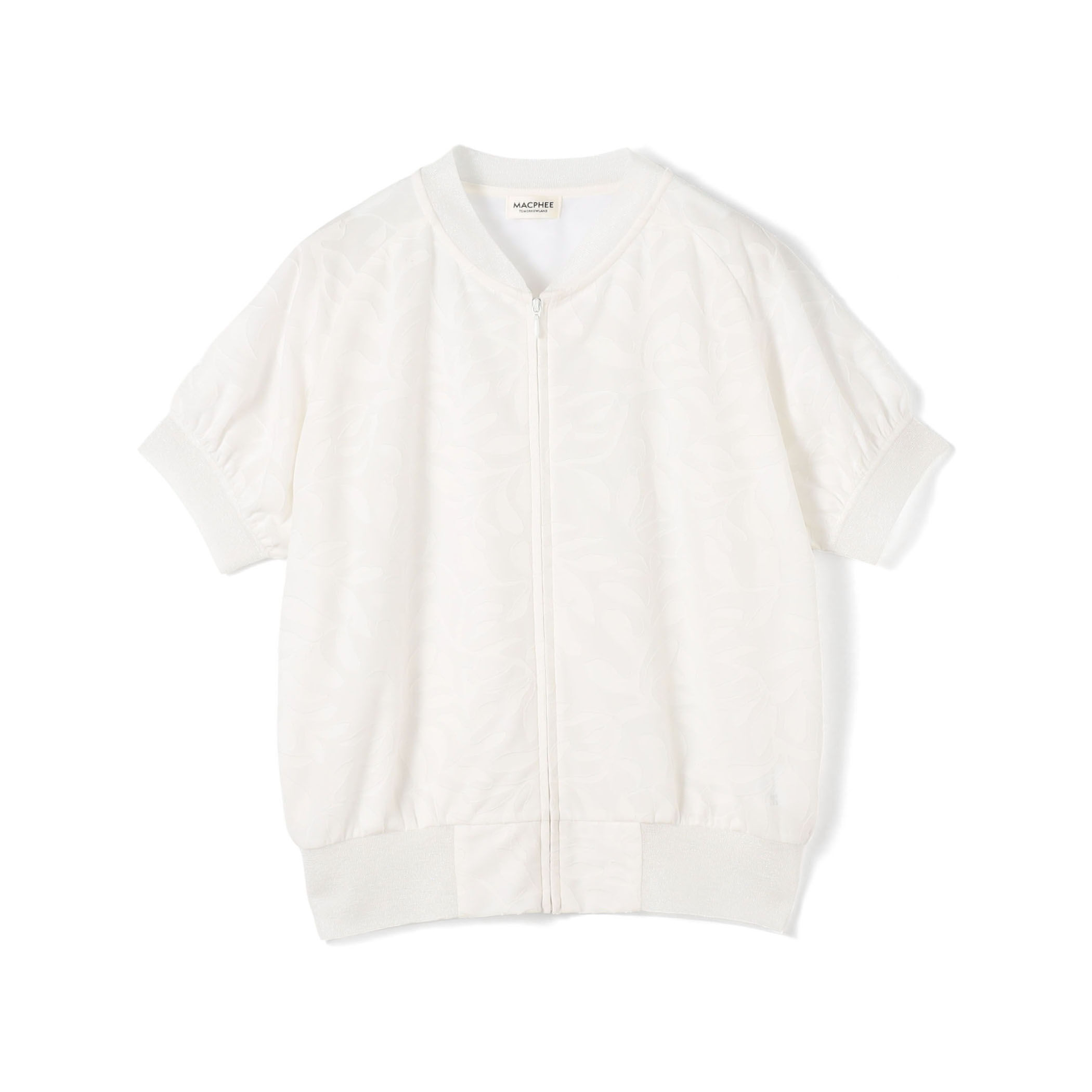 【MACPHEE】ボタニカルメッシュ ジップアップカーディガン MACPHEE カーディガン ボタニカルメッシュ ジップアップ