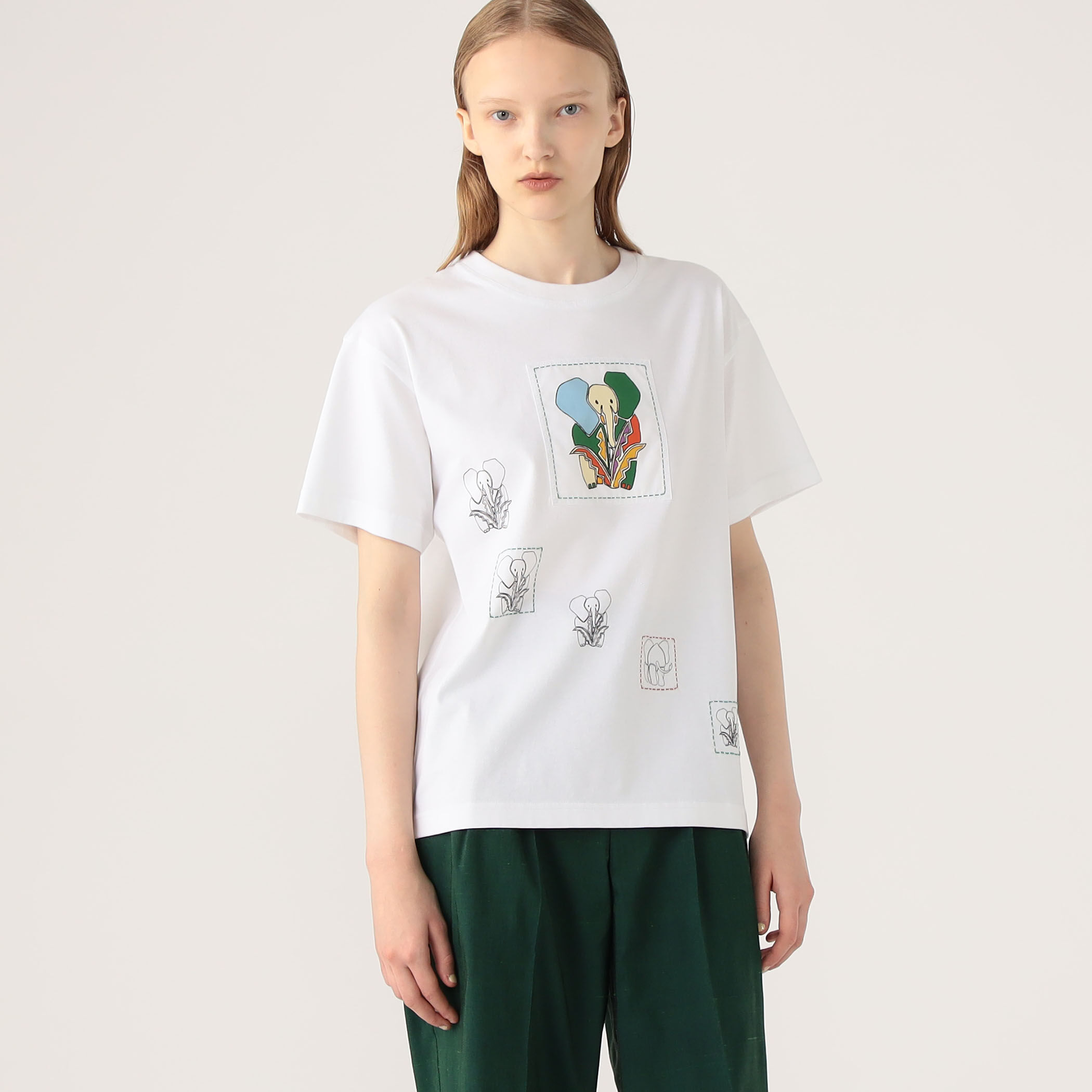 ドライスビンコットン ELEPHANTエンブロイダリー Tシャツ ドライスビンコットン ELEPHANTエンブロイダリー T