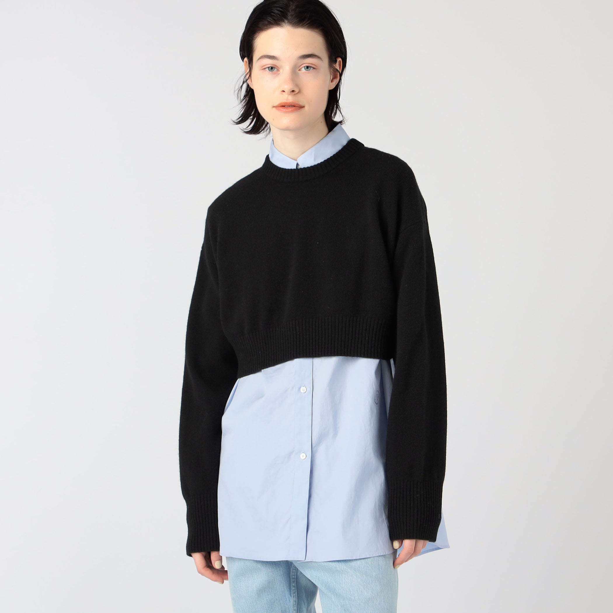 ラムウールカシミヤ ボトルネックプルオーバーニット