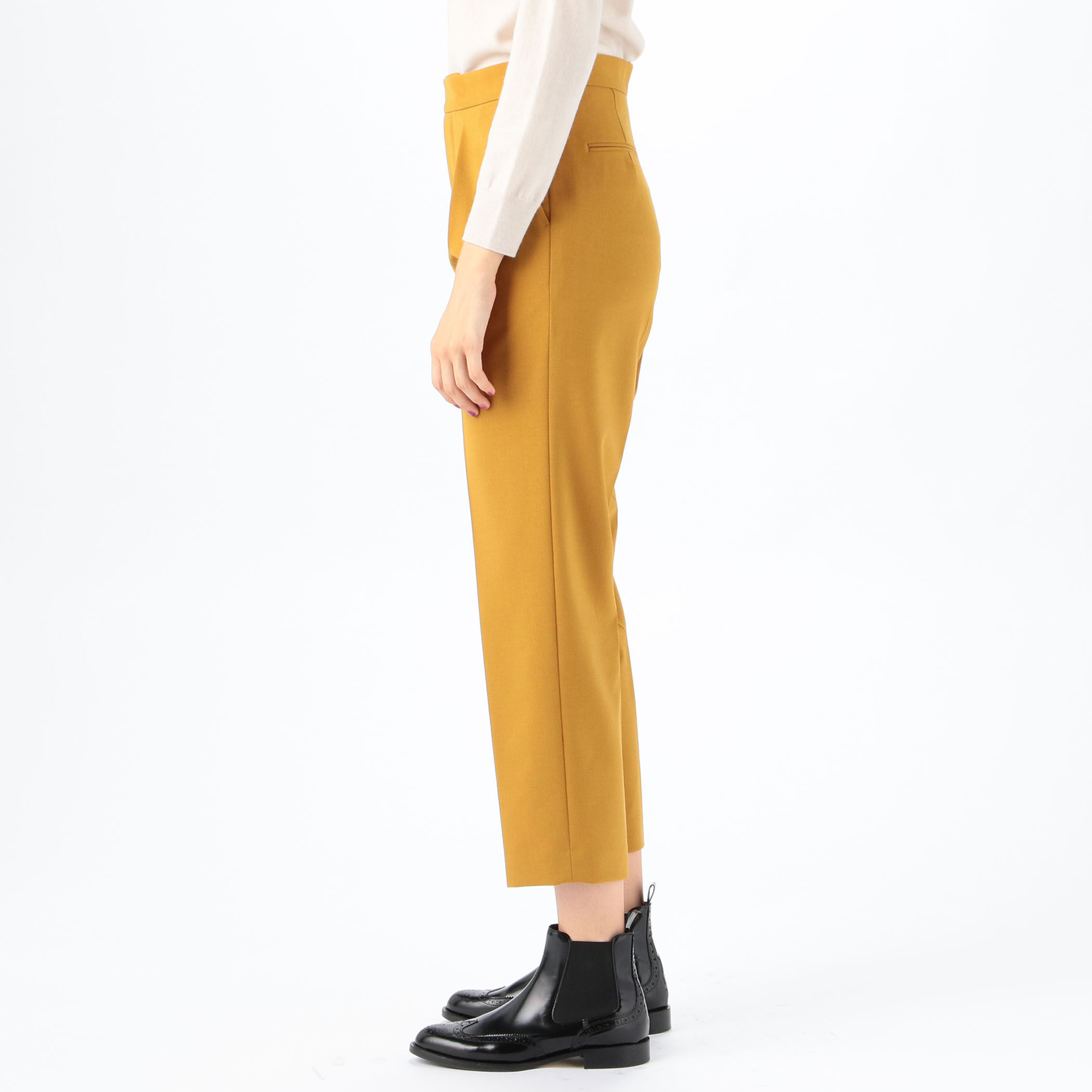 MACPHEE ストレッチポプリン フロントタックテーパードパンツ レディース ストレッチポプリン フロントタックテーパードパンツ