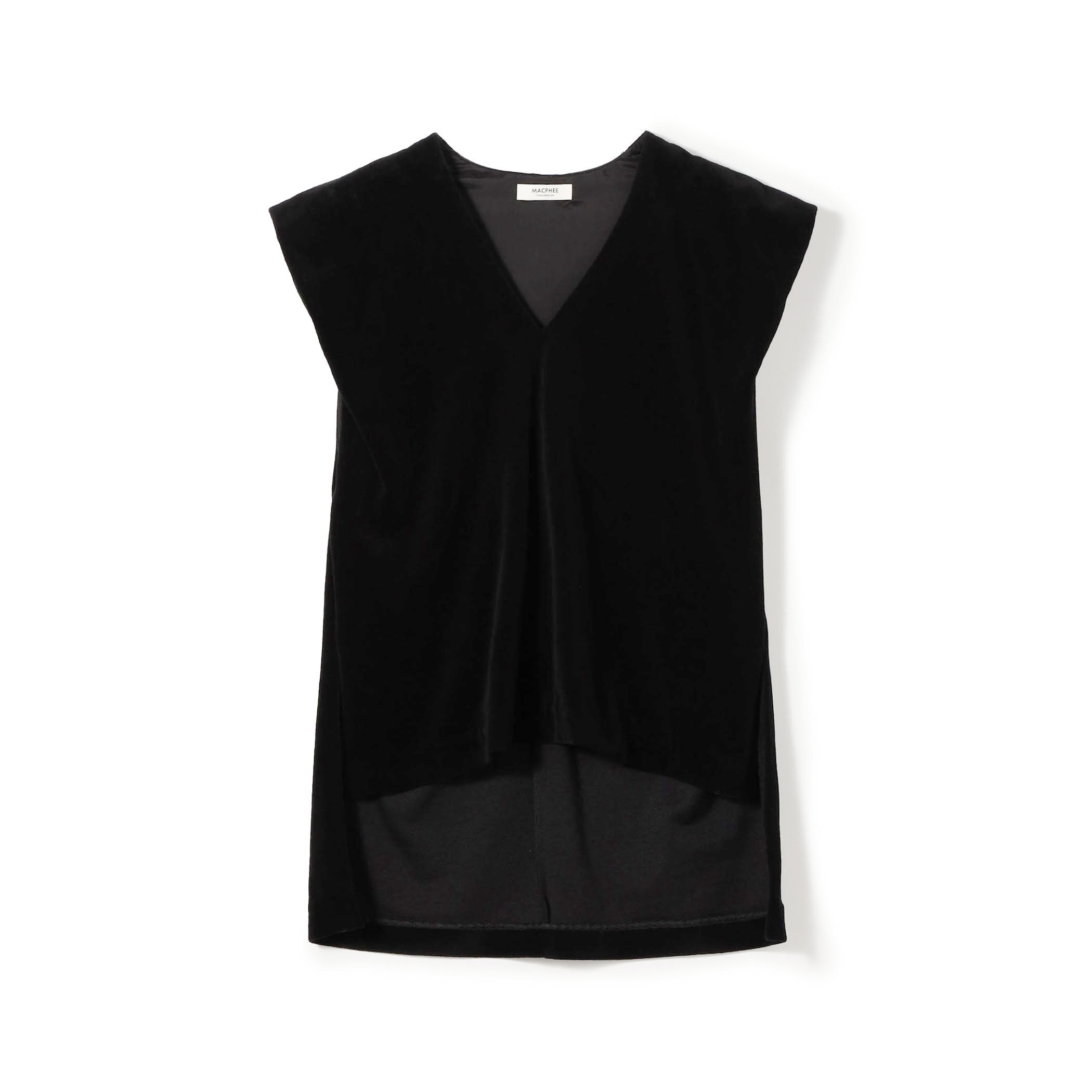 トゥモローランドMACPHEE コットンポリエステルベロア Vネックワンピース コットンポリエステルベロア Vネックワンピース（ワンピース