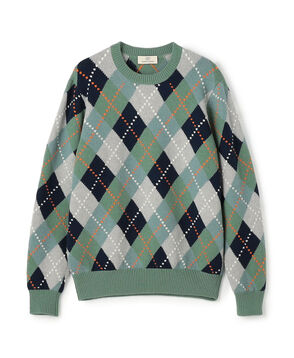 ラムウール インターシャアーガイル クルーネックプルオーバー