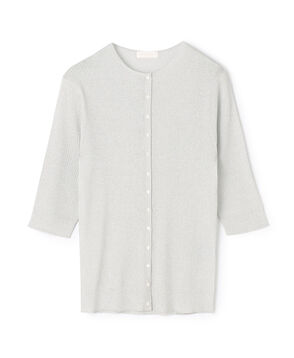 マーセライズドコットン クルーネックカーディガン