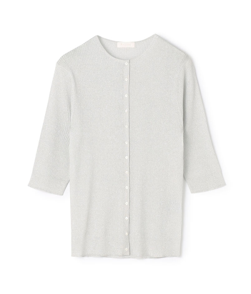 マーセライズドコットン クルーネックカーディガン