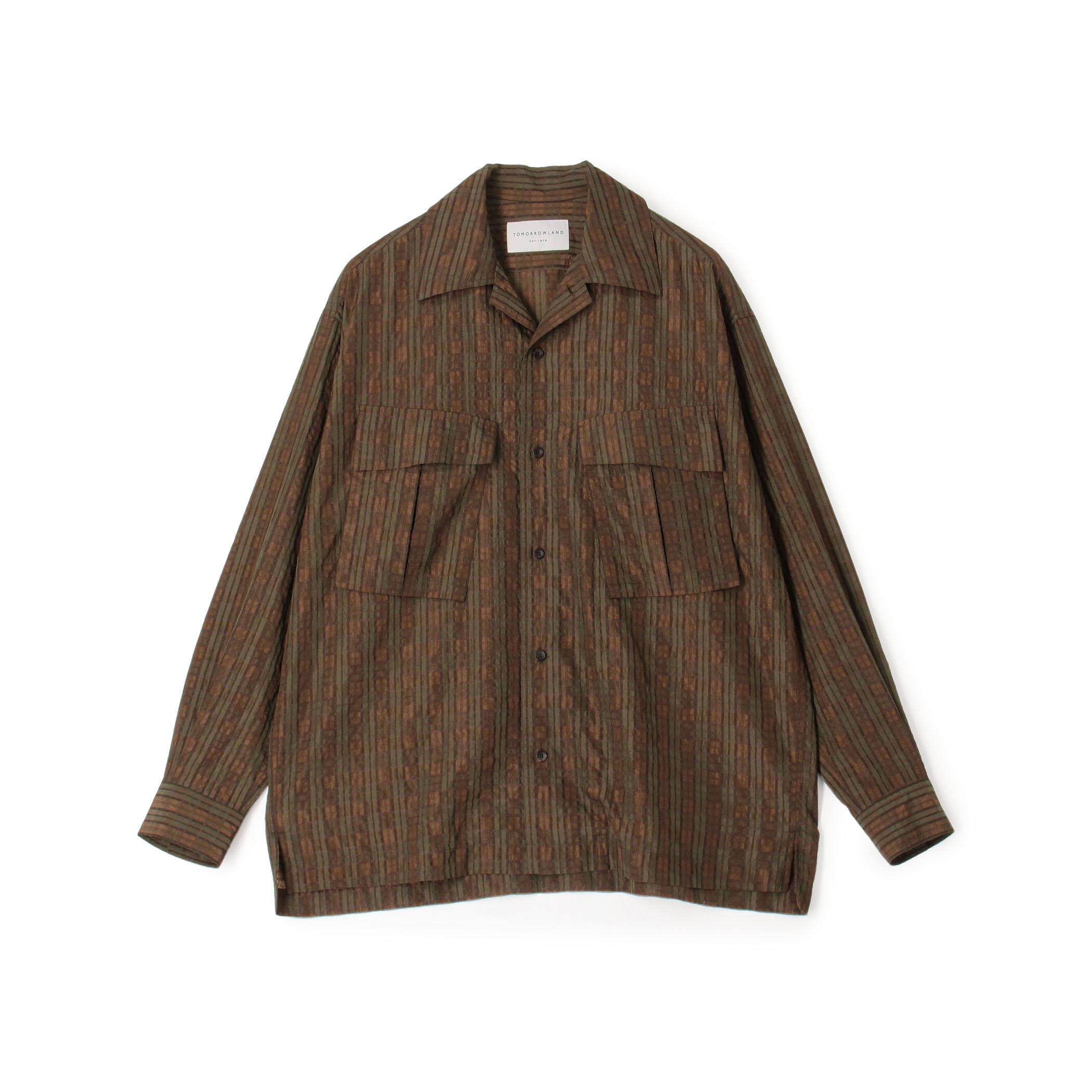 ポリエステル キュプラ ナイロン チェック ダブルポケットシャツ