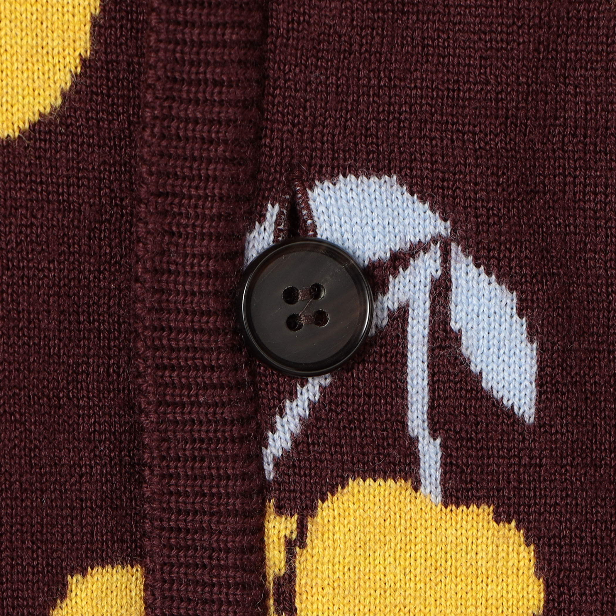 ウール チェリーモチーフ Vネックリバーシブルカーディガン