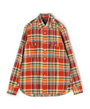 Drake's コットンリネン ダブルポケット レギュラーカラーシャツ