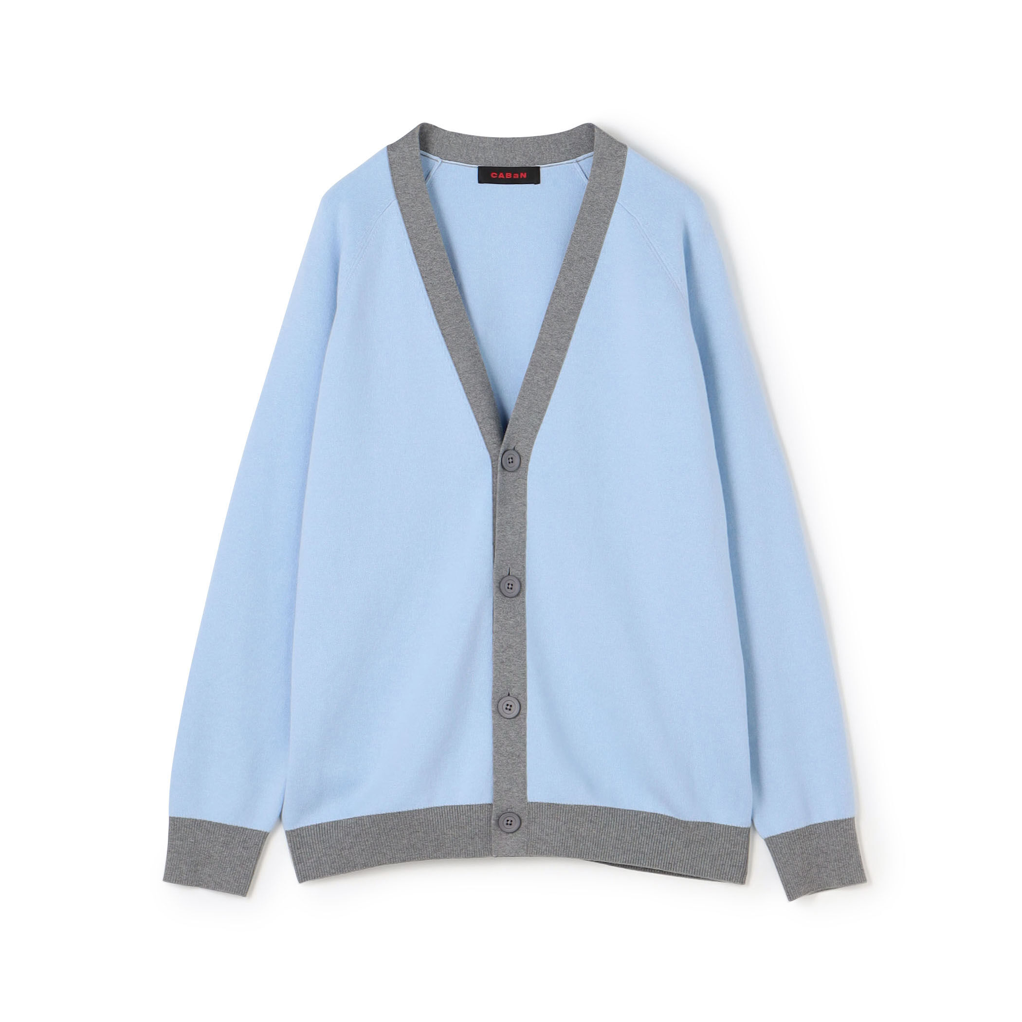 CABaN コットンカシミヤ バイカラーVネックカーディガン