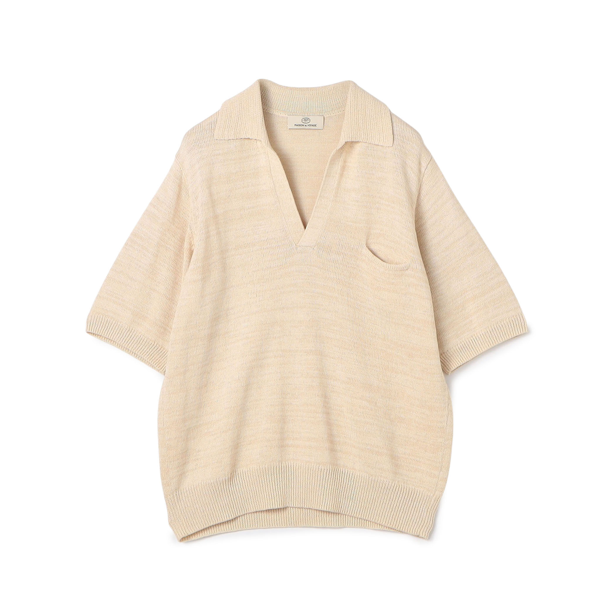 SUNSEA コットンペーパーニット レーヨンコットンペーパー スキッパープルオーバーニット
