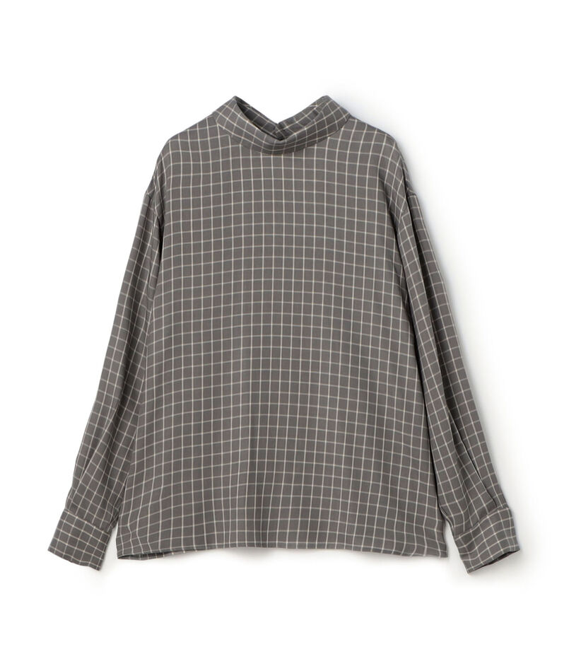 【WEB先行予約】セルロースツイルプラッド ハイネックブラウス