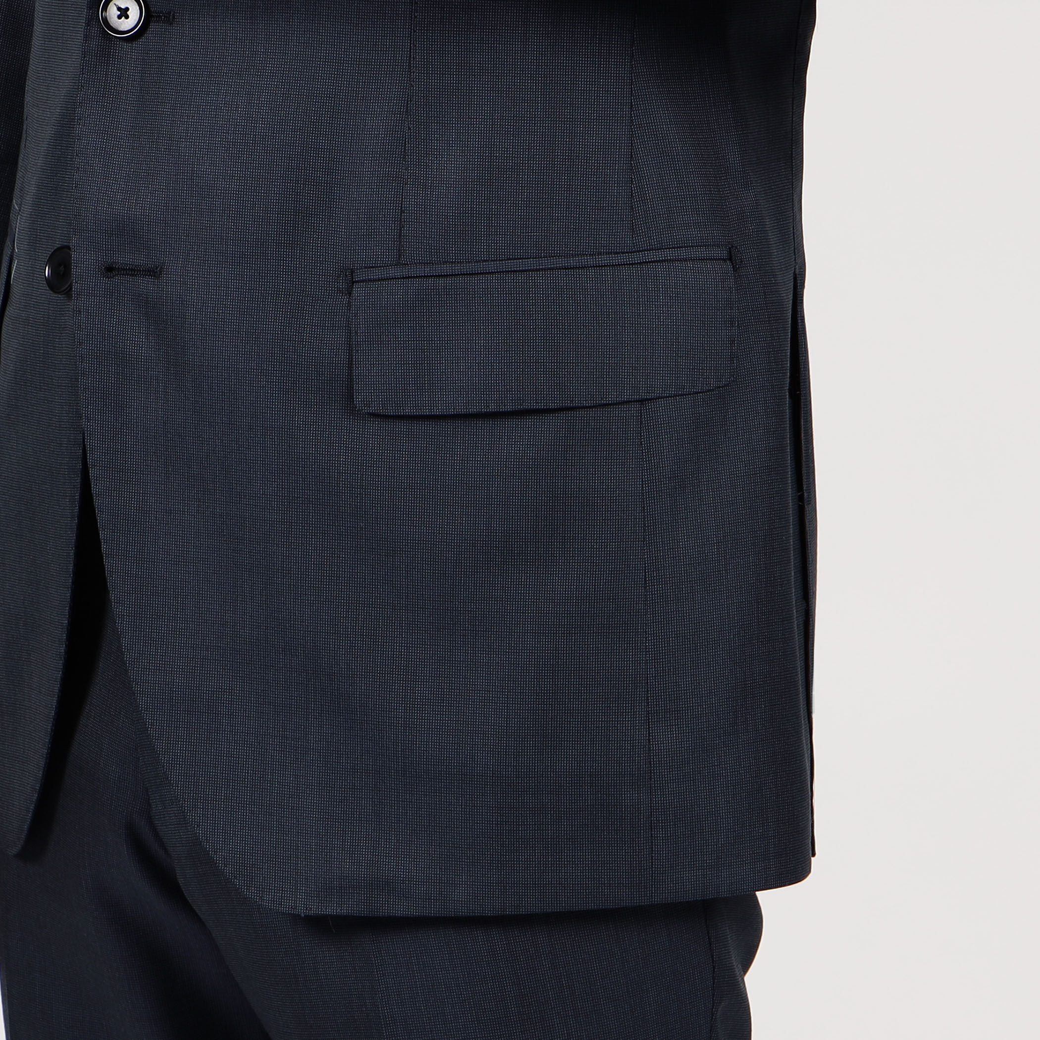 ウールシルク ピンヘッド シングルブレステッド2Bスーツ Delfino