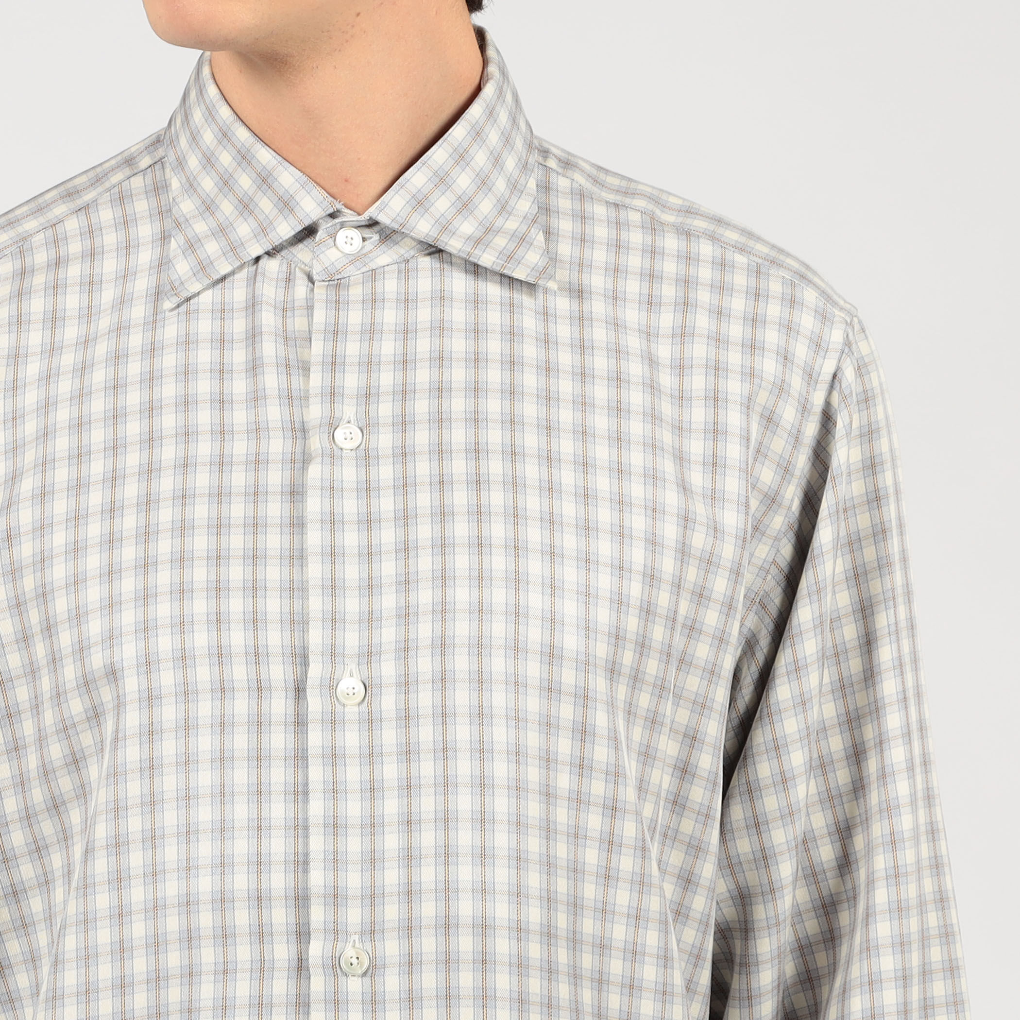 MAATEE&SONS LYAN シルクチェック ロングスリーブシャツ