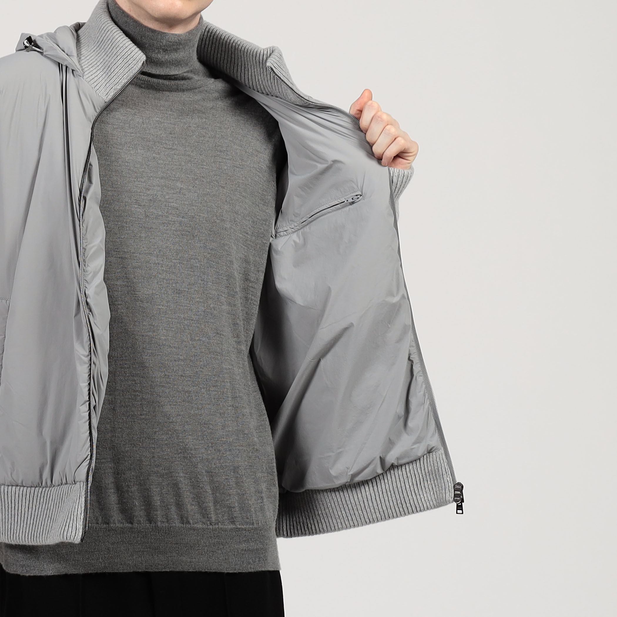 HERNO ライトナイロン ストレッチ ニットコンビ ブルゾン