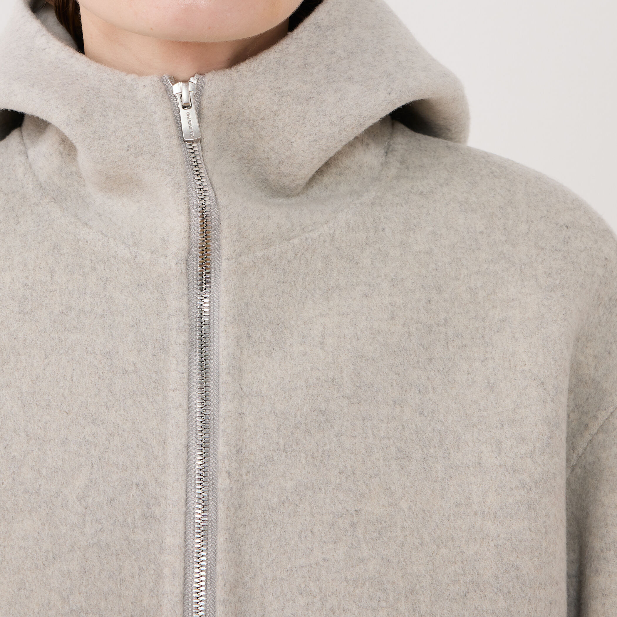 ウールカシミヤダブルフェイス フーデッドショートコート