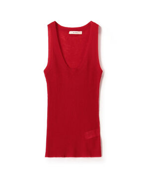 6397 SKINNY SCOOP TANK ウール スキニー リブニットタンク