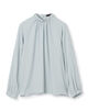 ウォッシャブルサテン スタンドギャザーカラーブラウス